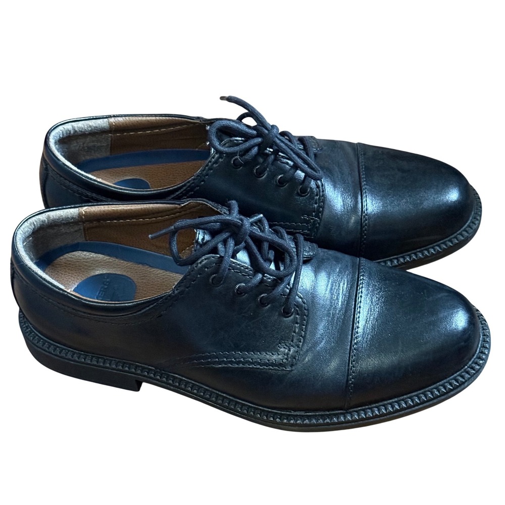 Dockers Mens Black Leather Cap Toe Oxford Dress Shoes Size 9M